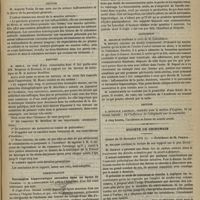 0093 - Page 85 - Académie de médecine. Séance du 26 janvier 1875. Présentation d'instrument / Lecture. M. Auguste Voisin : Sur la nature inflammatoire et la fièvre de la paralysie générale / Rapport / Communication. Succussion hippocratique entendue dans un kyste de l'ovaire. M. Laboulbène / Discussion / Lecture / Société de chirurgie. Séance du 23 décembre 1874. M. Gripat : Sur le siphon vésical dans le traitement des fistules urinaires par la sonde à demeure