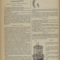 0380 - Page 372 - Faculté de médecine de Paris. M. le Professeur Vulpian. Antagonisme du jaborandi et du sulfate d'atropine / Académie de médecine. Séance du 20 avril 1875. Correspondance officielle / Correspondance non officielle / Présentation / Communication. Spiroscope. Appareil destiné à l'étude de l'auscultation, de l'anatomie et de la physiologie du poumon. M. Woillez