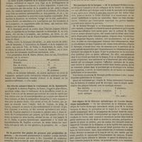 0097 - Page 85 - Revue de la presse. De la dyspepsie chez les nouveau-nés. (Un. méd.) / Du rôle du calomel dans le traitement de la dysenterie. (Lyon méd.) / De la gravité des plaies du poumon par projectiles de guerre. (Journ. de la Soc. de méd. et de pharm. de la Haute-Vienne) / Du psoriasis de la langue. (Un. méd.) / Des signes de la dilation cylindrique de l'aorte thoracique ascendante. (France méd.)