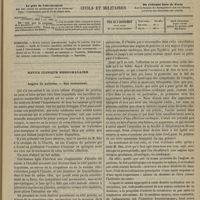0245 - Page 233 - Sommaire / Revue clinique hebdomadaire. Angine de poitrine. - Son traitement