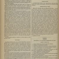 0458 - Page 446 - Société de chirurgie. Séance du 10 mai 1876. Communication. Glaucome aigu guéri en quelques heures par la paracentèse irido-choroïdienne. M. Le Fort / Discussion / Communication. M. Poncet : Synchysis étincelant / Présentation de pièce. Cancer du testicule chez un enfant de dix mois. M. Depaul / Thèses soutenues à la Faculté de médecine de Paris pendant l'année 1876 / Chronique et nouvelles scientifiques