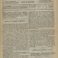 0533 - Page 521 - Sommaire / Séance de l'Académie de médecine. [Victor Revillout] / Hôpital de la Charité. M. Gosselin. I. Encéphalo-méningite ; fracture de la rotule. - II. Névralgie sus-orbitaire, avec phénomènes de voisinage du côté de l'oeil, consécutive à une dent gâtée. (Leçon recueillie par M. G. Marseille)