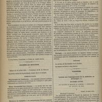 0730 - Page 718 - Académie de médecine. Séance du 1er août 1876. Présentation de malade / Société de biologie. Séance du 29 juillet 1876. Communications. Physiologie de l'embryon. M. Laborde / Sinus rhomboïdal des oiseaux. M. Duvel / Bromure de camphre. M. Bourneville / Otologie. M. Gellé / Élection / Variétés. Lettres sur l'enseignement de la médecine en Allemagne