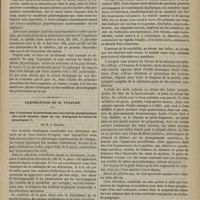 0847 - Page 835 - Physiologie générale. Critique expérimentale sur la glycémie. - Des conditions physico-chimiques et physiologiques à observer pour la recherche du sucre dans le sang, par M. Claude Bernard / Laboratoire de M. Vulpian. Sur l'existence d'altérations des extrémités périphériques des nerfs cutanés, dans un cas d'éruption de bulles de pemphigus, par M. J. Dejerine