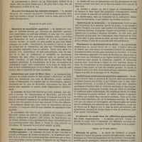0856 - Page 844 - Association française pour l'avancement des sciences. Congrès de Clermont. Section des sciences médicales. Séance du 21 août (matin). Hématémèse produite par la rupture d'anévrysmes miliaires Siégeant sur le trajet des artères coronaires. M. Gallard / Procédé d'évidement des tumeurs bénignes. M. Delore... / Séance du 21 août (soir). Résection du maxillaire supérieur. M. Letiévant / Inhalations aux eaux du Mont-Dore. M. Lassalas / Névralgies et névroses viscérales dans les affections cérébro-spinales. M. Teissier... / Opération de la cataracte. M. Galezowski / Traitement du décollement de la rétine. M. Galezowski / Épithéliomas térébrants du maxillaire supérieur. M. Reclus / Le phénate de soude dans les affections spasmodiques des voies respiratoires. M. Pernot / Séance du 23 août (matin). Étiologie du goitre. M. Nivet...