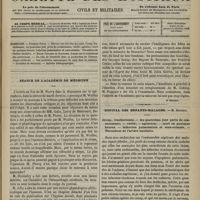 0885 - Page 873 - Sommaire / Séance de l'Académie de médecine. [Dr Brochin] / Hôpital des Enfants-Malades. M. Bouchut. Croup, trachéotomie. - Au quatrième jour perte de connaissance ; - cécité ; - agitation ; - mort en quelques heures. - Infarctus pulmonaires et sous-cutanés. - Thrombose de l'artère basilaire