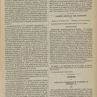 0977 - Page 965 - Royal College of Surgeons. M. Tim. Holmes. Leçons sur le traitement des anévrysmes. (Traduites de l'anglais par le Dr C. Caussidou) / Société médicale des hôpitaux. Séance du 13 octobre 1876. Communications. Ulcérations tuberculeuses de la bouche. M. Laveran / Du taenia. M. Laboulbène / Variétés. Lettres sur l'enseignement de la médecine en Allemagne