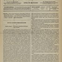 1013 - Page 1001 - Sommaire / Revue clinique hebdomadaire. Gastro-stomie. - Première opération pratiquée avec succès