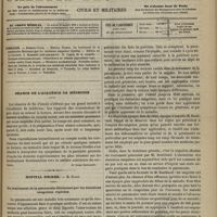 1141 - Page 1129 - Sommaire / Séance de l'Académie de médecine. [Dr Victor Revillout] / Hôpital Necker. M. Hardy. Du traitement de la pneumonie fibrineuse par les émissions sanguines répétées
