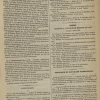 0083 - Page 71 - Société de biologie. Séance du 20 janvier 1877. Communications. Du virus charbonneux. M. Bert / De la régénérescence des nerfs. M. Bert / Santé publique / Thèses soutenues à la Faculté de médecine de Paris pendant l'année 1876 / Chronique et nouvelles scientifiques. Corps de santé de la marine / Faculté de médecine de Paris. - Cours de pathologie médicale