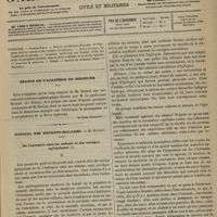 0085 - Page 73 - Sommaire / Séance de l'Académie de médecine. [Dr Victor Revillout] / Hôpital des Enfants-malades. M. Bouchut. De l'épilepsie chez les enfants et des vertiges épileptiques