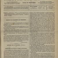 0157 - Page 145 - Sommaire / Séance de l'Académie de médecine. [Dr Victor Revillout] / Hôpital de la Charité. M. Trélat. Épulis myxo-sarcomateux d'origine périostogène