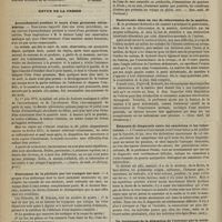 0424 - Page 412 - Revue clinique hebdomadaire. Sémiologie générale de l'urine dans la fièvre typhoïde / Revue de la presse. Accouchement pendant le cours d'une grossesse extra-utérine. (Journ. de méd. et chirurg. prat.) / Traitement de la phthisie par les voyages sur mer. (Rev. méd. de Toulouse) / Gastronomie dans un cas de rétroversion de la matrice. (Gaz. méd. de Strasbourg) / Éléments de diagnostic entre les cancéreux et les tuberculeux. (Mouv. méd.) / Du traitement de la dilatation de l'estomac par la sonde stomacale