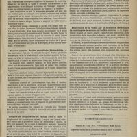 0425 - Page 413 - Revue de la presse. Du traitement de la dilatation de l'estomac par la sonde stomacale. (France méd.) / Monstre composé double parasitaire hétéradelphe. (Rv. méd. de l'Est.) / Dangers de l'exploration du rectum avec la main. (Bull. gén. de thérap.) / Exploration de la vessie par la dilatation méthodique du canal après la section de l'orifice externe. M. le Professeur Hergott... (Rev. méd. de l'Est.) / Société de chirurgie. Séance du 2 mai 1877. Correspondance