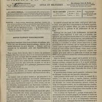 0605 - Page 593 - Sommaire / Revue clinique hebdomadaire. Symptômes simulant ceux d'une cirrhose atrophique, produite par une dilatation hypertrophique, énorme, de la moitié inférieure du gros intestin. - Homme opéré au moment de la naissance pour une imperforation de l'anus