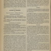 0746 - Page 734 - Revue de la presse. De la dilatation forcée dans le traitement des constipations opiniâtres. (Journ. de méd. et de chir. prat.) / Académie de médecine. Séance du 7 août 1877. Correspondance officielle / Correspondance non officielle / Rapports. M. Gubler, sur un mémoire de M. Byasson : Note sur le maté (thé du Paraguay, ilex Paraguyaiensis) / Discussion / Rapport. M. Gubler, un mémoire manuscrit de M. le Docteur Oré... : Recherches expérimentales sur l'empoisonnement par l'agaric bulbeux