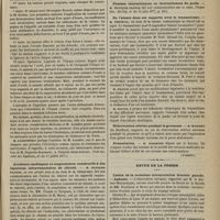 0873 - Page 861 - Association française pour l'avancement des sciences. Congrès du Havre. Séance du 24 août (soir). Anévrysme fémoral traité par l'électrolyse. M. Lecadre (neveu) / Accidents cardiaques et respiratoires consécutifs à des injections intravasculaires de chloral. M. François Franck, en son propre nom et au nom de M. Troquart / Fausses intermittences ou intermittences du pouls. M. François Franck / De l'ataxie dans ses rapports avec le traumatisme. M. Verneuil, au nom de M. Petit / Rétroversion utérine pendant la grossesse. M. Massart... / Présentation. M. Perreton. (A suivre) / Revue de la presse. Lésion de la troisième circonvolution frontale gauche. - Aphasie