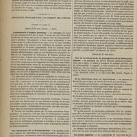 0888 - Page 876 - Thérapeutique. Effets curatifs des arsenico-ferriques. - Observation clinique. Par le Docteur Xavier Blanchin / Association française pour l'avancement des sciences. Congrès du Havre. Séance du 25 août (matin). - Suite. Albuminurie d'origine nerveuse. M. Teissier... / Des indications de la thoracocentèse. M. Potain / Séance du 25 août (soir). Sur un nouveau mode de propagation de la fièvre paludéenne. M. Lecarde... / De la tuberculose chez les hystériques. M. Leudet... / Du climat algérien. M. Landowski / Oligurie et polyurie. M. Nepveu