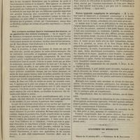 0977 - Page 965 - Revue de la presse. De la thoracocentèse dans les cas de pleurésie avec coagulations cardiaques. (Gazette médicale) / Des courants continus dans le traitement des ulcères, et en particulier des ulcères atoniques. (Bull. méd. du Nord) / Traitement des douleurs de l'épididymite. (Lyon méd.) / Fièvre typhoïde compliquée de méningite. (France méd.) / Académie de médecine. Séance du 16 octobre 1877. Correspondance officielle