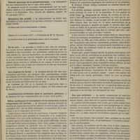 1033 - Page 1021 - Société de biologie. Séance du 27 octobre 1877. Communications. Des effets physiologiques des bains d'étuve. M. Krishaber / Théorie physique de la métallothérapie. M. Vigouroux / Éducation des sourds. M. Gelé / Séance du 3 novembre 1877. Communications. De la rate. M. Pouchet / Des origines du facial. M. Mathias Duval / Localisations cérébrales dans la paralysie générale. M. Magnan / Effets cardiaques et musculaires de la commotion et de la compression du cerveau. M. François Franck / Des gaz artériels. M. Couty