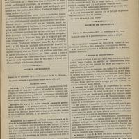 1129 - Page 1117 - Royal college of surgeons. M. Tim. Holmes. Leçons sur le traitement des anévrysmes. (Traduites de l'anglais par le Dr C. Caussidou) / Société de biologie. Séance du 1er décembre 1877. Communications. Du sang. M. Hayem / Atrophie du noyau du facial dans la paralysie glossolabio-laryngée. M. Mathias Duval / Des lésions de l'appareil de l'ouïe consécutives à la lésion de la racine inférieure du trijumeau. M. Gellé / Nouvelle méthode de calorimétrie. M. Darsonval / Glycosurie passagère consécutive à un traumatisme cérébral. M. Albert Robin / Société de chirurgie. Séance du 28 novembre 1877. Correspondance / A propos du procès-verbal