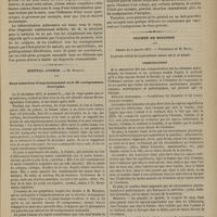 0055 - Page 43 - Hôpital Necker. M. Potain. De la tuberculisation pulmonaire. Difficulté du diagnostic / Hôpital Cochin. M. Bucquoy. Deux tentatives d'empoisonnement avec 25 centigrammes d'atropine / Société de biologie. Séance du 5 janvier 1877. Communications. M. G. Delaunay. Éléments anatomiques / Humeurs