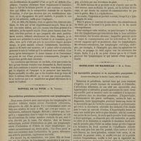 0102 - Page 90 - Hôpital des Cliniques. M. Depaul. Influence de la grossesse sur l'allaitement / Hôpital de la Pitié. M. Verneuil. Des arthrites purulentes consécutives aux lymphangites / Hôtel-Dieu de Marseille. M. A. Fabre. La myocardite palustre et la myocardite puerpérale. (Leçon recueillies par le Docteur Garcin...)