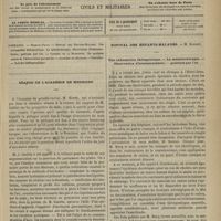 0373 - Page 361 - Sommaire / Séance de l'Académie de médecine. [Dr Brochin] / Hôpital des Enfants-Malades. M. Bouchut. Une exhumation thérapeutique. - La métallothérapie. - Observation d'hémianesthésie ; - Guérison par l'or
