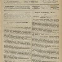 0437 - Page 425 - Sommaire / Séance de l'Académie de médecine. [Dr Brochin] / Hôpital de la Charité. M. Trélat. Contribution à l'étude des épanchements sanguins traumatiques anciens