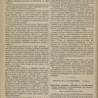 0478 - Page 466 - Hôpital Cochin. M. Bucquoy. De l'angine tuberculeuse / Hôpital de la Salpêtrière. M. Charcot. Hémorrhagie cérébrale, hémiplégie et hémianesthésie droites ; disparition de l'hémianesthésie par l'action à distance d'un électro-aimant. Par M. le Docteur Romain Vigouroux