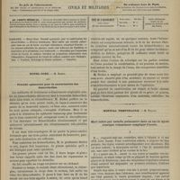0517 - Page 505 - Sommaire / Hôtel-Dieu. M. Richet. Procédé opératoire pour la cautérisation des hémorrhoïdes / Hôpital Temporaire. M. Duguet. Mort subite par embolie pulmonaire dans un cas de kyste ovarique volumineux compliqué d'ascite