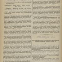 0542 - Page 530 - Hôpital des Enfants-Malades. M. Bouchut. Thrombose des sinus de la dure-mère. - Hémorrhagie méningée. - Pachyméningite et méningo-encéphalite. - Guérison avec amaurose. - Atrophie du nerf optique / Hôpital Temporaire. M. Duguet. Mort subite par embolie pulmonaire dans un cas de kyste ovarique volumineux compliqué d'ascite