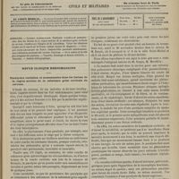 0557 - Page 545 - Sommaire / Revue clinique hebdomadaire. Paralysies variables et momentanées dans les lésions de la région motrice de la substance grise corticale du cerveau