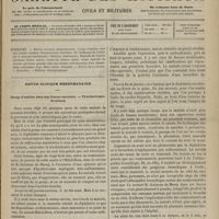 0677 - Page 665 - Sommaire / Revue clinique hebdomadaire. Croup d'emblée chez une femme enceinte. - Trachéotomie. Guérison