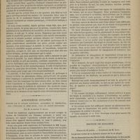 0705 - Page 693 - Hospice de la Salpêtrière. M. Charcot. Nouveau procédé de métallothérapie externe, par le Docteur Romain Vigouroux / Anesthésie cutanée produite par un courant électrique ; abaissement de température, sous l'influence du même moyen, dans les parties électrisées. Par M. le Docteur T. Guyot / Société de biologie. Séance du 20 juillet. De la dissociation des filets irido-dilatateurs et des nerfs vasculaires au-dessus du ganglion cervical supérieur. M. François Franck
