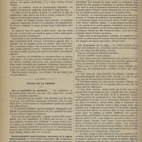 0842 - Page 830 - Société de chirurgie. (Revue mensuelle). Double hydarthrose intermittente des genoux (séances des 27 mars et 3 avril). M. Panas / Revue de la presse. Sur la sensibilité du péricarde. (Gaz. méd. de Paris) / Pachyméningite hypertrophique spontanée de la région dorso-lombaire. (Progrès méd.) / Les symptômes de la rage