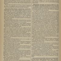 0920 - Page 908 - Société de chirurgie. (Revue mensuelle). Rupture d'une sonde métallique dans la vessie, sortie par le rectum (séance du 22 mai). M. Fleury... / Coup de feu dans l'aisselle, hémorrhagie considérable. Suppression du pouls radial. Guérison. (Séance du 22 mai). M. Marc Sée / Engorgement chronique des membres inférieurs. Phlébite obturante de la fémorale profonde ? (Séance du 29 mai). M. Chauvel... / Plaie pénétrante de poitrine, intéressant le diaphragme en deux points. Hémo-pneumo-thorax. Mort. Autopsie. (Séance du 29 mai). M. Polaillon