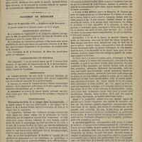 0929 - Page 917 - Royal College of Surgeons. M. Tim. Holmes. Leçons sur le traitement des anévrysmes. (Traduites de l'anglais par le Dr C. Caussidou) / Académie de médecine. Séance du 30 septembre 1878. Correspondance officielle / Correspondance non officielle / Présentations / Communications. Ulcération du frein de la langue dans la coqueluche. M. Henri Roger, sur le travail de M. le Docteur Delthil / État des muscles chez les animaux surmenés. M. Bouley