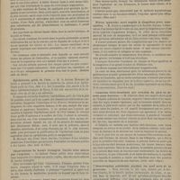 1193 - Page 1181 - Revue de la presse. Calculs biliaires volumineux ; extraction à travers la paroi abdominale ; guérison, par M. le Docteur Wannebroucq. (Bulletin méd. du Nord) / Épithélioma perlé de l'iris. (Rev. méd. de l'Est) / Observations de hernie étranglée traitée avec succès par l'ergotine. (Nice méd.) / Fièvre typhoïde ; mort rapide de cinquième jour ; myocardite. (Courrier méd.) / Luxation tibio-tarsienne par rotation du pied en dehors sans fracture. (Arch. méd. belges) / Menstruation persistant pendant les neuf mois de la grossesse