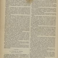0110 - Page 108 - Clinique laryngoscopique. M. Ch. Fauvel. Quelques points de l'embryogénie du larynx. - Vascularisation terminale de la muqueuse laryngienne. - Causes de l'absence de tuberculose ganglionnaire secondaire dans la phthisie laryngée / La natalité en France, par M. le Docteur Bertillon