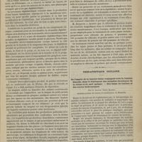 0117 - Page 115 - Hôpital de la Charité. M. Laboulbène. De la stomatite ulcéro-membraneuse / Thérapeutique oculaire. De l'emploi de la lumière bleue conjuguée avec la lumière blanche, dans le traitement des maladies chroniques de la rétine et du nerf optique. - Des bains de lumière et des verres bichromiques. Par le Docteur Émile Martin...