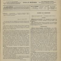0123 - Page 121 - Sommaire / Paris, le 7 février 1879. [Dr E. Le Sourd] / Société de chirurgie. Séance du 15 janvier 1879. Rapport. Blessure du nerf médian. M. Farabeuf, un rapport de M. Richelot / Communication. Arthrite blennorrhagique coxo-fémorale. M. M. Sée