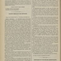 0184 - Page 182 - Société de biologie. Séance du 22 février 1879. Communications. Ovaire douloureux pendant la grossesse. M. Budin / Influence de l'excitation du sciatique sur les centres nerveux. M. Onimus / Scrutin pour le prix Godard / Société médicale des hôpitaux. Séance du 14 février 1879. Anurie calculeuse. M. Tennesson / Chronique et nouvelles scientifiques. Faculté de médecine de Paris