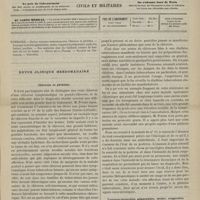 0195 - Page 193 - Sommaire / Revue clinique hebdomadaire. Chlorose et phthisie / Laryngo-bronchite généralisée, sèche ; congestion pulmonaire ; asphyxie ; lésions insolites