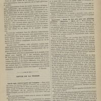 0245 - Page 243 - Revue clinique hebdomadaire. Pigmentation de la face dans la tuberculose abdominale / Revue de la presse. Cas de rage, traité et guéri par l'oxygène. (Journal d'hygiène) / Dysentérie. - Abcès du foie pris pour une pleurésie purulente. - Empyème. - Mort, par A. Mossé... (Progrès méd.)