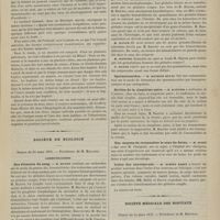 0279 - Page 277 - Du baptême en obstétrique ; par M. A. Vanverts... / Société de biologie. Séance du 22 mars 1879. Communications. Des éléments du sang. M. Hayem / Spermatozoïdes. M. Mathias Duval / Section de la cinquième paire. M. Ranvier / Des moyens de reconnaître le sexe du foetus. M. Budin, avec M. Chaignot / Ictère des nouveau-nés. M. Albert Robin / Société médicale des hôpitaux. Séance du 14 mars 1879. Communications. Pleurésie purulente ; empyème ; guérison. M. Blachez