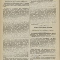 0304 - Page 302 - Du respirateur à ouate comme moyen préservatif des maladies infectieuses et contagieuses. Par M. le Docteur Henri Henrot... / Société de biologie. Séance du 30 mars 1879. Modifications dans la constitution du pus. M. Hottenier / Développement de l'encéphale après la naissance. M. Parrot / Développement du facial. M. Mathias Duval / Anesthésie chirurgicale par le protoxyde d'azote sous-pression. M. Paul Bert, relation de l'opération pratiquée par M. Péan / Société médicale des hôpitaux. Séance du 29 mars 1879. Communications. Rétrécissement acquis de l'artère pulmonaire. Phthisie consécutive. M. Constantin Paul / Lésions des lymphatiques dans la goutte. M. Damas-Chino / Syphilis héréditaire. M. Parrot / Purpura haemorrhagica. M. Rigal