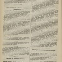0312 - Page 310 - Académie de médecine. Séance du 25 mars 1879. Suite de la discussion sur la septicémie puerpérale. Sur un signe des affections pulmonaires arthritiques. M. Collin... / Séance du 1er avril 1879. Correspondance / Présentation / Rapports / Lecture. M. Le Docteur Féréol... : Bons effets du sulfate de cuivre ammoniacal contre la névralgie de la cinquième paire (tic douloureux) / Faculté de médecine de Paris. Liste des prix de la Faculté pour l'année 1877-1878 / Chronique et nouvelles scientifiques