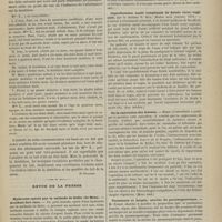 0405 - Page 403 - Revue clinique hebdomadaire. Traitement chirurgical de l'ostéite diffuse / Influence de l'allaitement sur la dentition / Revue de la presse. Hydrocèle opérée par la méthode de Defer (de Metz). - Accident fort rare. (Revue de thér. méd.-chir.) / Imperforation anale compliquée de fistule recto-vaginale, par le Docteur G. Hill. (Boston med. journal, 1878). (Gaz. hebdom.) / De la castration des femmes. (Mouv. méd.) / Pneumonie et herpès ; névrite du pneumogastrique