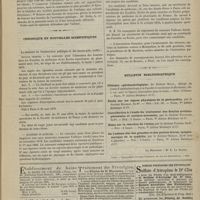 0505 - Page 503 - Bibliographie. La vérité sur les tours, par X. Delore... - Paris, Ve Delahaye..., 1879 / Chronique et nouvelles scientifiques. Académie de médecine / Bulletin bibliographique
